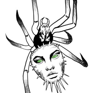 model de tatuaj păianjen alb negru