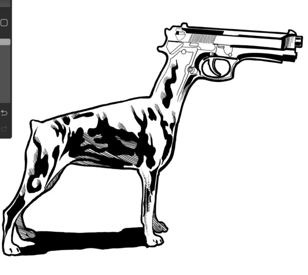 model de tatuaj a dog is a gun