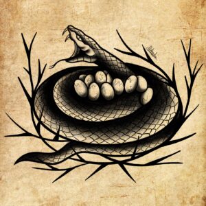 model de tatuaj snake nest